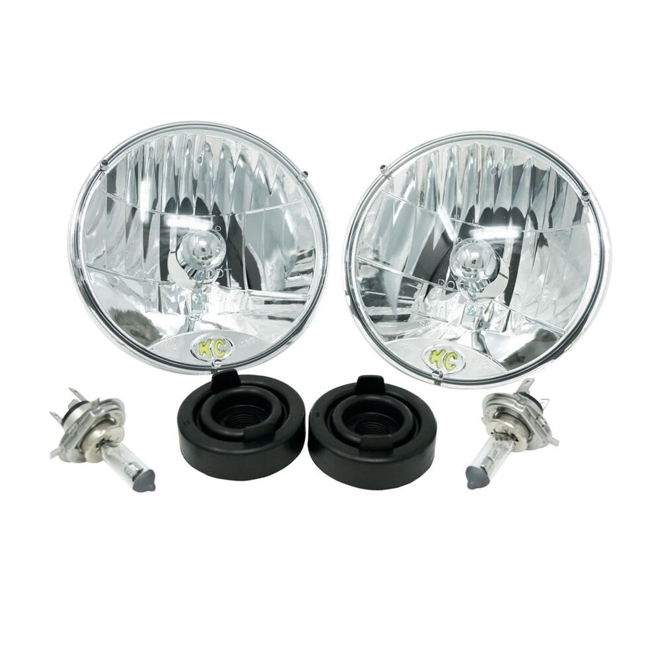 7" H4 DOT Halogen Headlights - Driving Beam - Pair - Universal / 97-06 Jeep TJ - # 42301