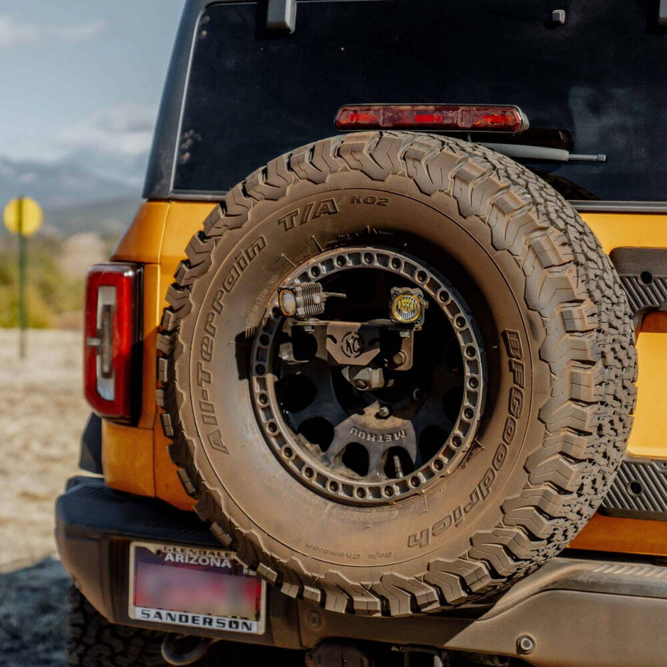 Light Mount - Spare Tire Carrier - GEN4 2018+ Jeep Wrangler JL / GEN6 2021+ Ford Bronco Raptor M14x1.5 Lug Nuts - # 7478