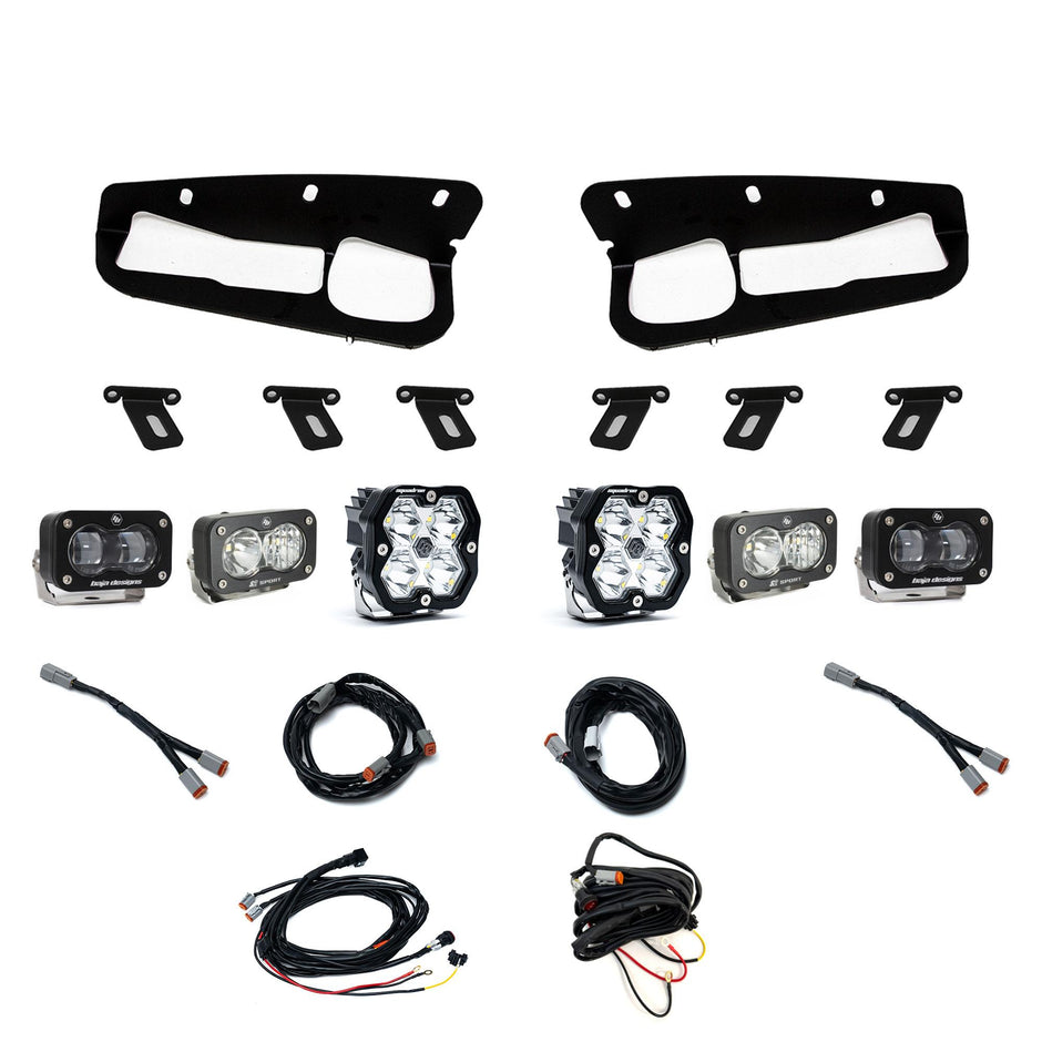 Squadron 2.0 Sport/S2 Sport/S2 Sae Sportman Fog Pocket Light Kit Ford 2021-27 Bronco 2022-24 Bronco Raptor w/ Steel Bumper Clear Toggle Baja Designs