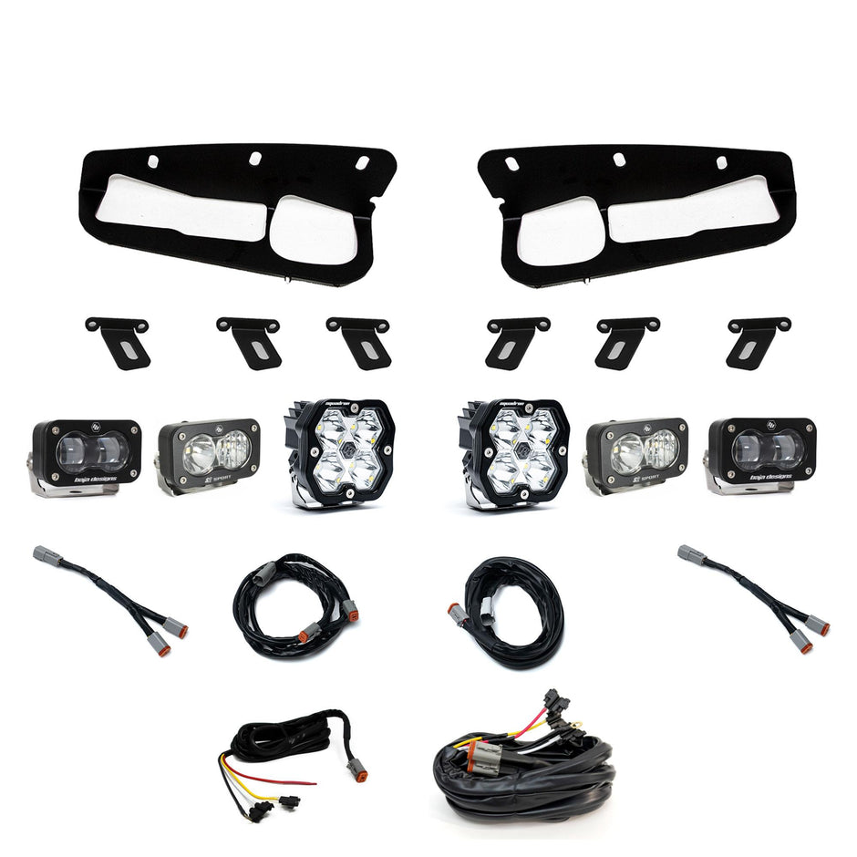 Squadron 2.0 Sport/S2 Sport/S2 Sae Sportman Fog Pocket Light Kit Ford 2021-27 Bronco 2022-24 Bronco Raptor w/ Steel Bumper Clear Upfitter Baja Designs