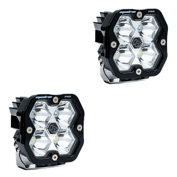 Squadron 2.0 Pro Black LED Auxiliary Light Pod Pair (No Harness) Universal Clear Spot Baja Designs