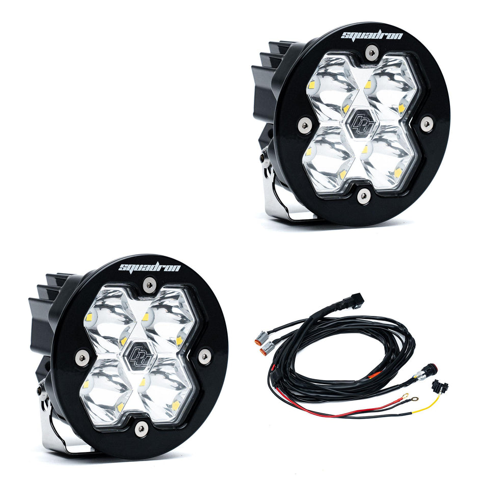 Squadron-R 2.0 Sport Black LED Auxiliary Light Pod Pair Universal Clear Spot Baja Designs