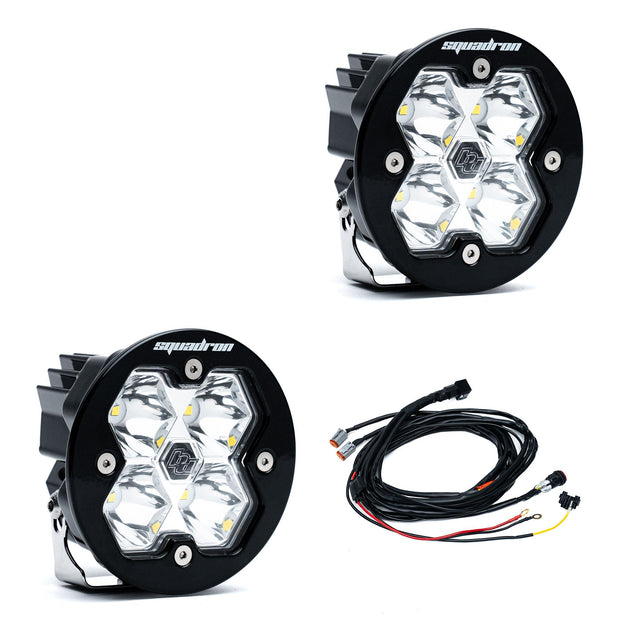 Squadron-R 2.0 Sport Black LED Auxiliary Light Pod Pair Universal Clear Spot Baja Designs