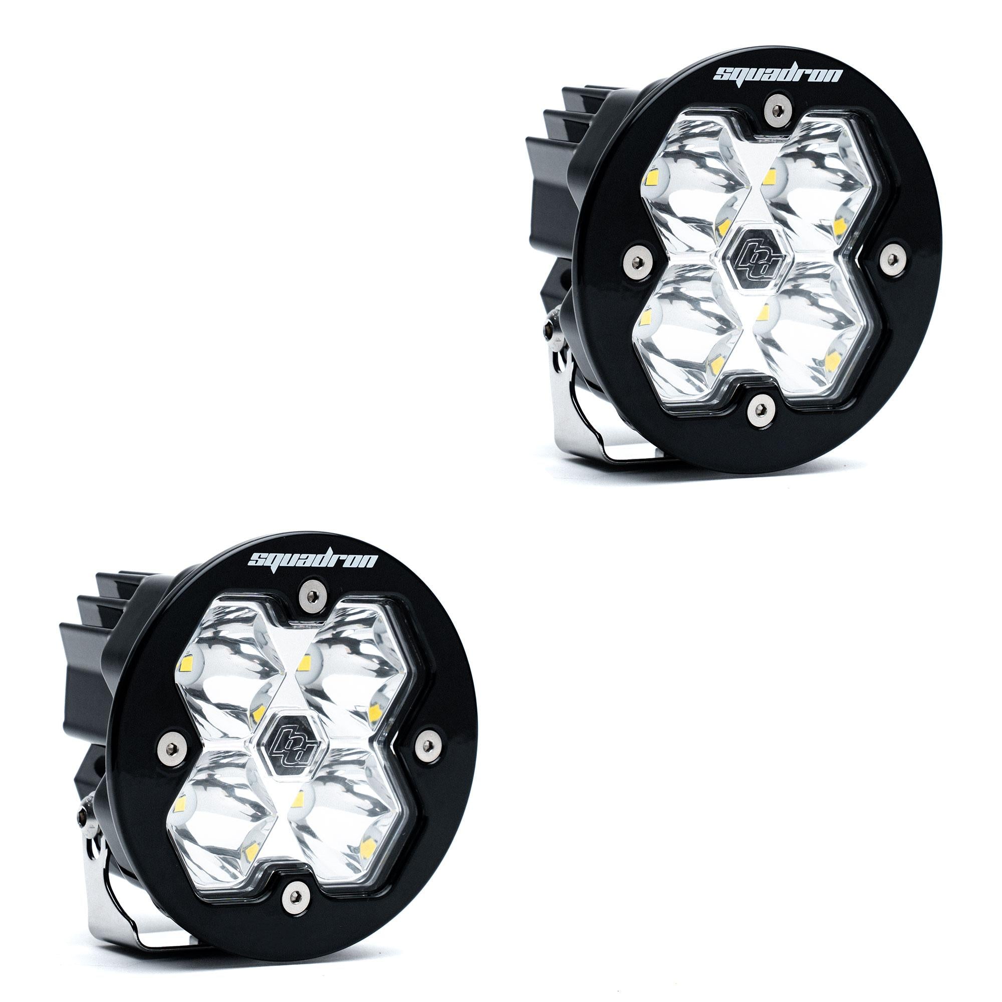 Squadron-R 2.0 Sport Black LED Auxiliary Light Pod Pair (No Harness) Universal Clear Spot Baja Designs
