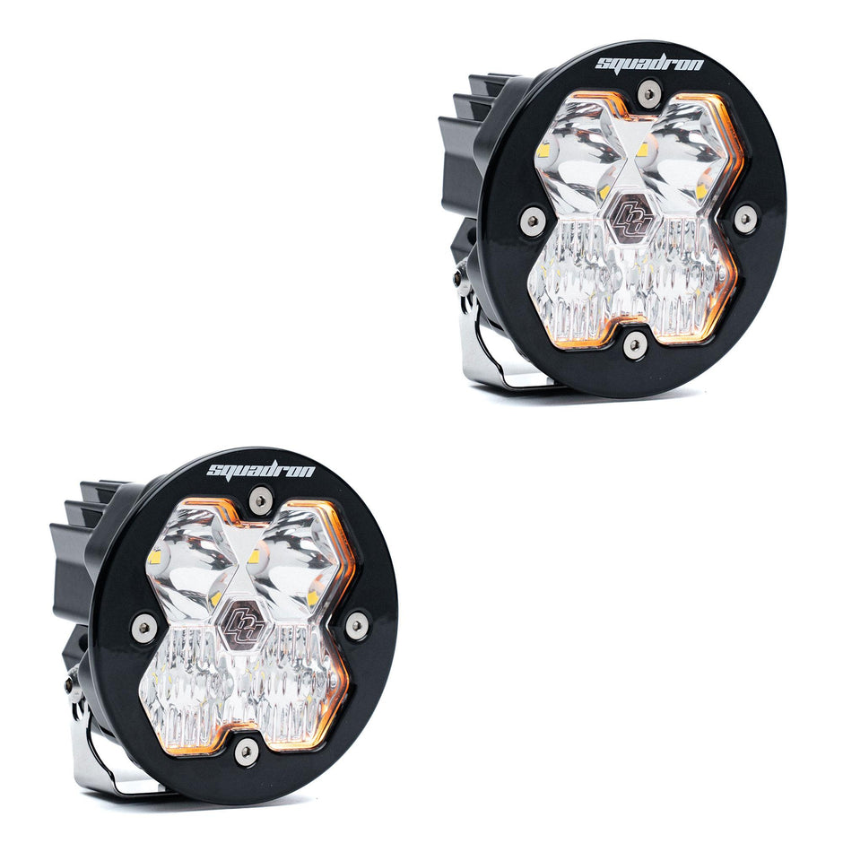 Squadron-R 2.0 Sport Black LED Auxiliary Light Pod Pair (No Harness) Universal Clear Driving/Combo Baja Designs
