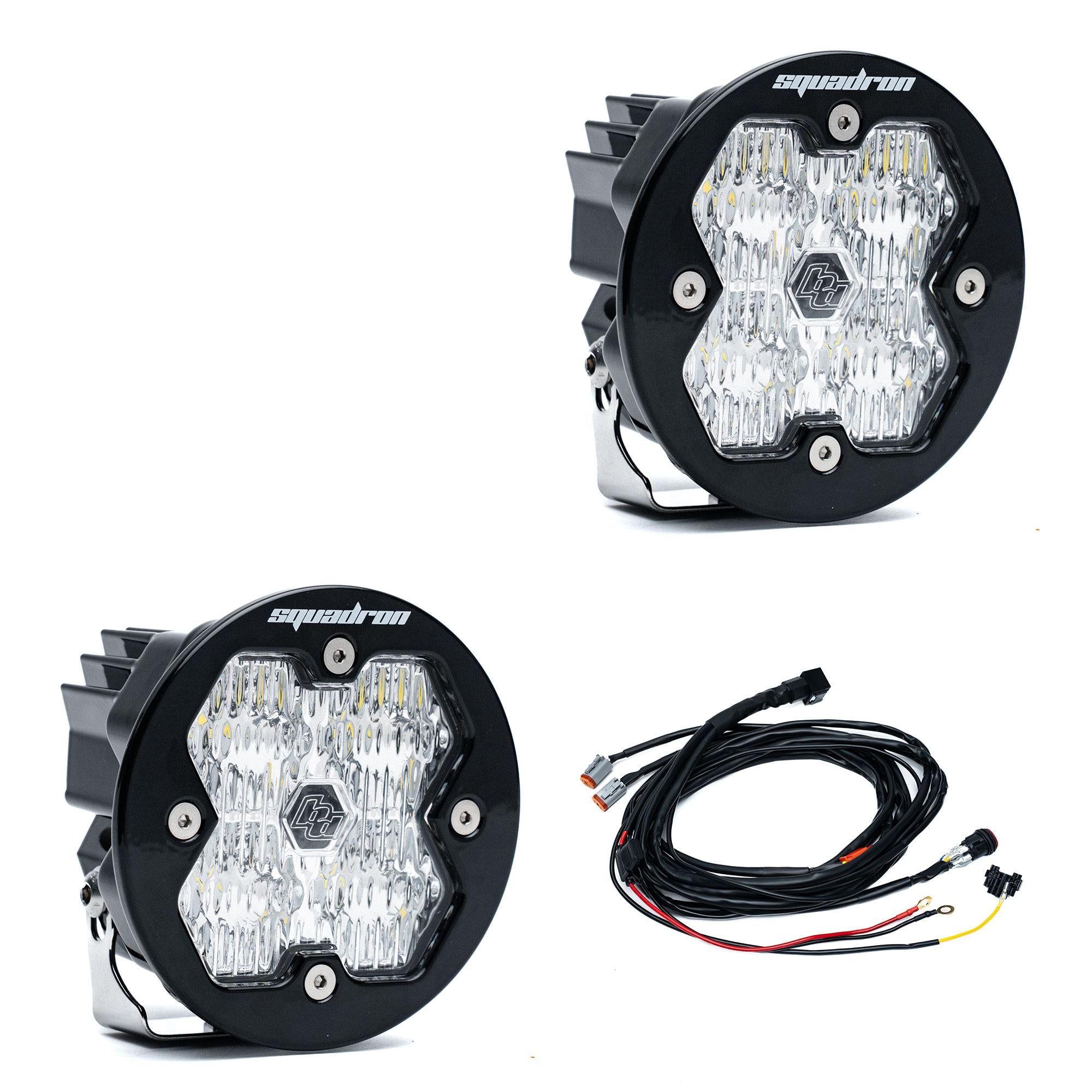 Squadron-R 2.0 Sport Black LED Auxiliary Light Pod Pair Universal Clear Wide Cornering Baja Designs