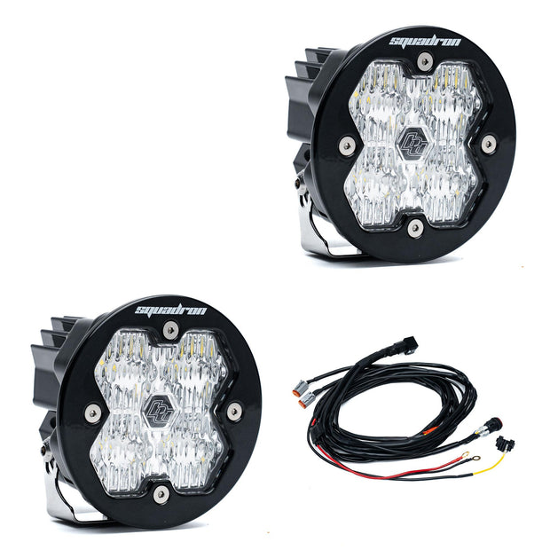 Squadron-R 2.0 Sport Black LED Auxiliary Light Pod Pair Universal Clear Wide Cornering Baja Designs