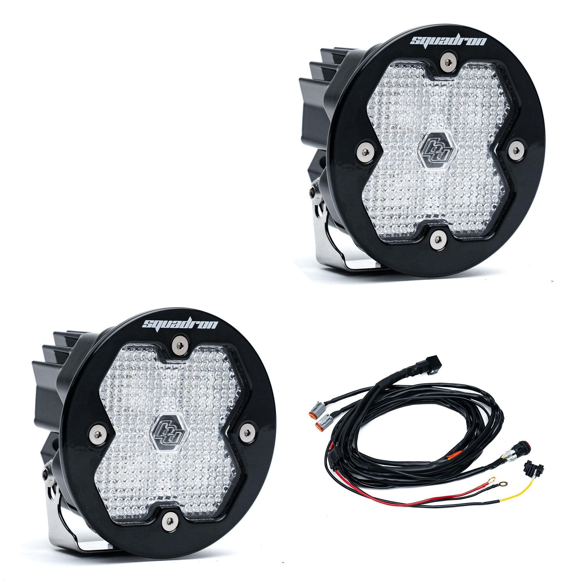 Squadron-R 2.0 Sport Black LED Auxiliary Light Pod Pair Universal Clear Work/Scene Baja Designs