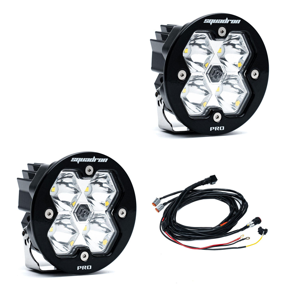 Squadron-R 2.0 Pro Black LED Auxiliary Light Pod Pair Universal Clear Spot Baja Designs