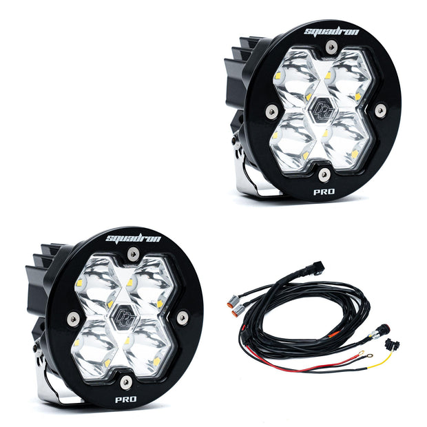 Squadron-R 2.0 Pro Black LED Auxiliary Light Pod Pair Universal Clear Spot Baja Designs