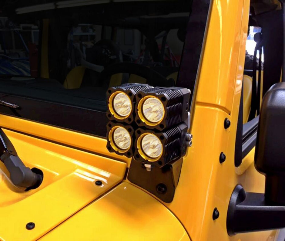 Bracket Set - Light Mount - Windshield - Pillar Mount - Pair - for 07-18 Jeep JK - # 7316