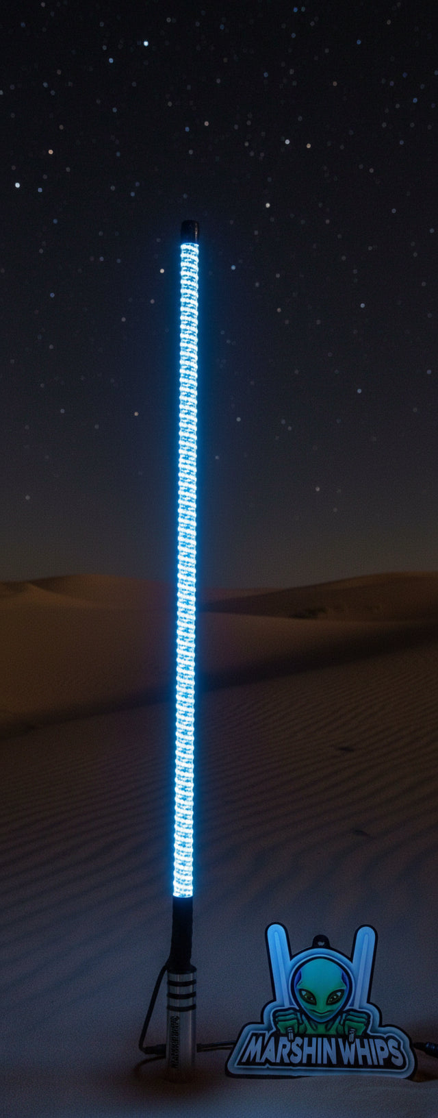 LED light stick with Marshin Wraps logo on a dunes background