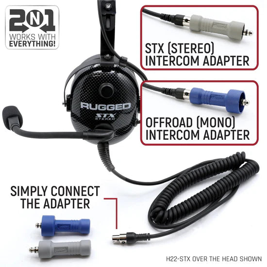 *RUGGED RADIOS - ULTIMATE ALPHA AUDIO STEREO HEADSET WITH VOLUME CONTROL (OTH AND BTH)